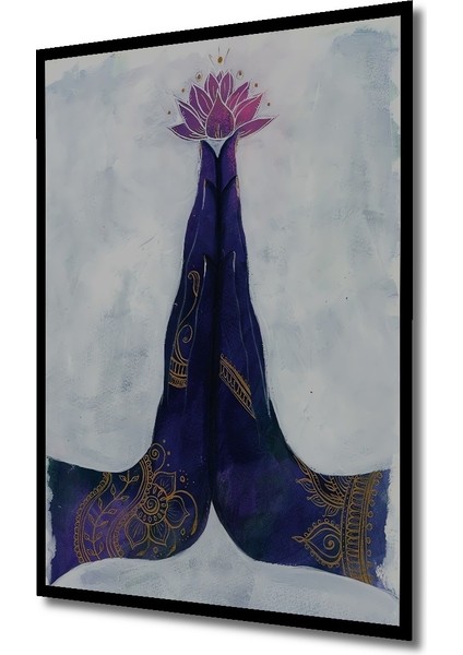 Çerçeve Görünümlü Lotus Çiçeği Meditasyon Dekoratif Ahşap Mdf Tablo Dikdörtgen Tablo fiyatları