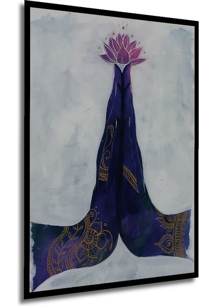 Çerçeve Görünümlü Lotus Çiçeği Meditasyon Dekoratif Ahşap Mdf Tablo Dikdörtgen Tablo modelleri