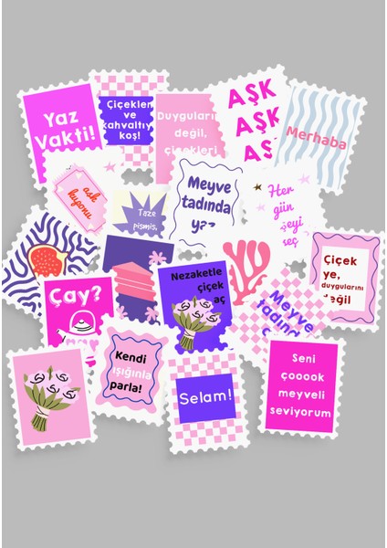 Renkli Pul Sticker Seti 20'li - Bullet Journal Ajanda Scrapbook