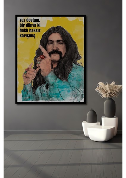 Çerçeve Görünümlü Barış Manço Ilham Veren Ahşap Mdf Dekoratif Tablo Dikdörtgen Tablo