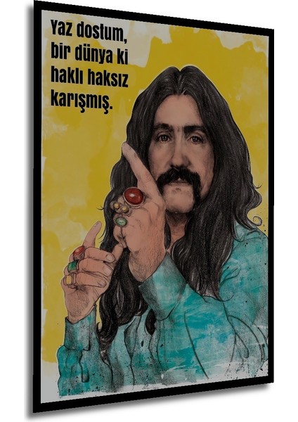 Çerçeve Görünümlü Barış Manço Ilham Veren Ahşap Mdf Dekoratif Tablo Dikdörtgen Tablo modelleri