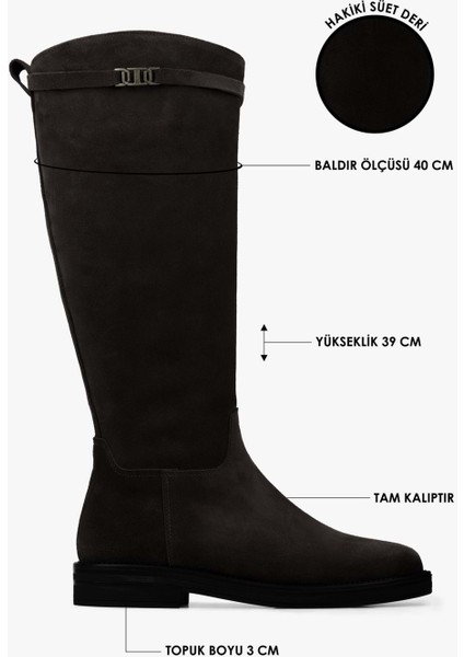 Kadın Arlina Kahve Hakiki Süet Deri Çizme fiyatları