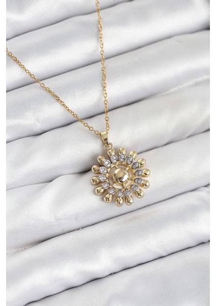 316L Çelik Zincir Gold Renk Güneş Model Kadın Kolye - Lisinya