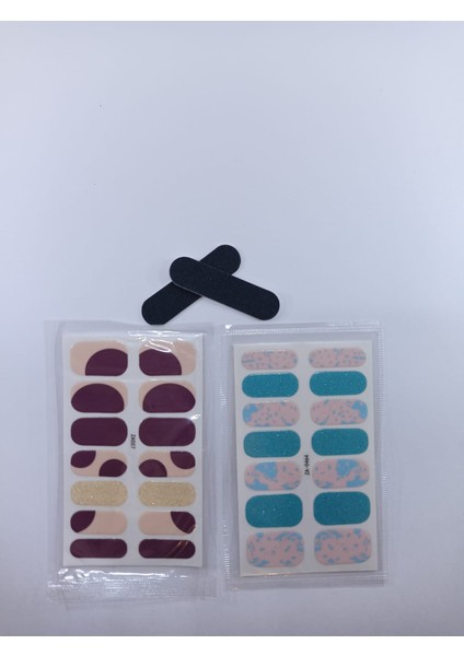 Kendinden Yapışkanlı Nail Sticker 2 Paket Tırnak Stickeri Takma Yapışkanlı Oje Mavi