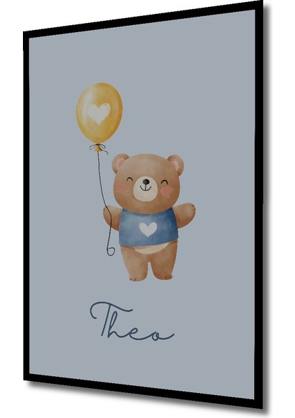 Çerçeve Görünümlü Sevimli Ayıcık Balonlu Dekoratif Ahşap Mdf Tablo Dikdörtgen Tablo fiyatları