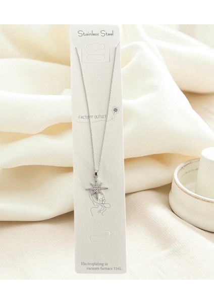 Kadın Kolye 316L Çelik Taşlı Yıldız Kolye Paslanmaz Işıltılı Modern Tasarım Yıldız Koly Taşlı Kolye 316L Çelik Kolye, Paslanmaz Çelik Takı Gümüş Renk Kolye Kadın Kolye Modelleri, Alerji Yapmaz Kolye fırsatları