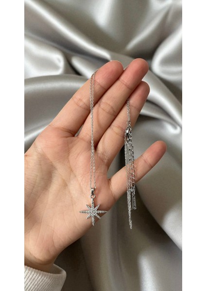 Kadın Kolye 316L Çelik Taşlı Yıldız Kolye Paslanmaz Işıltılı Modern Tasarım Yıldız Koly Taşlı Kolye 316L Çelik Kolye, Paslanmaz Çelik Takı Gümüş Renk Kolye Kadın Kolye Modelleri, Alerji Yapmaz Kolye