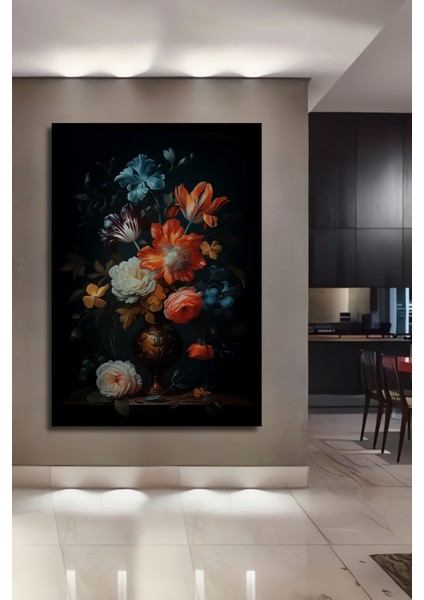 Çerçeve Görünümlü Büyüleyici Çiçek Demeti Dekoratif Ahşap Mdf Tablo Dikdörtgen Tablo