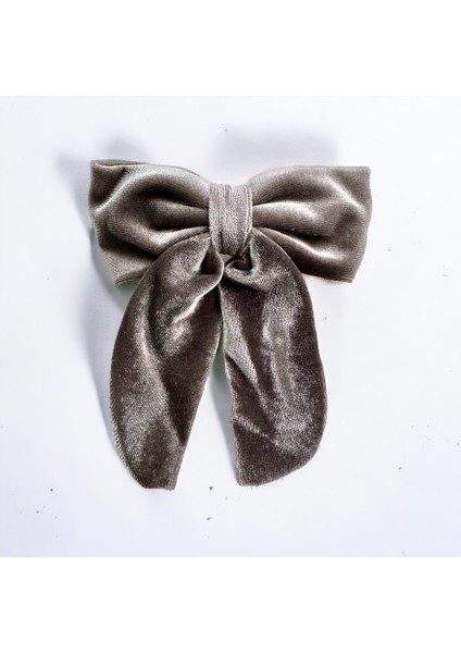 Gri Renk Kadife Klipsli Fiyonk Toka