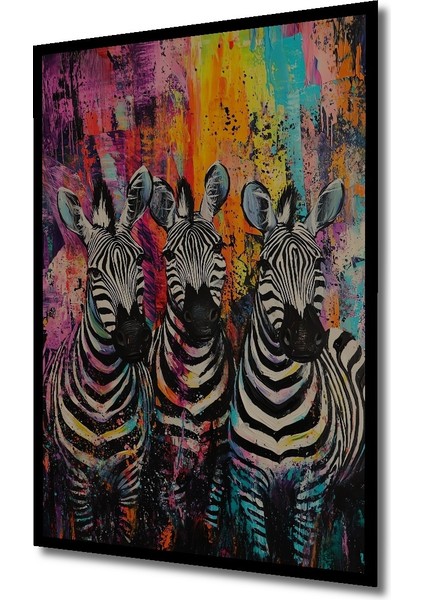 Çerçeve Görünümlü Renkli Zebra Sanatı Dekoratif Ahşap Mdf Ev Duvar Tablo Dikdörtgen Ev Duvar Tablo fiyatları
