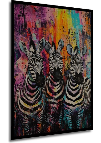Çerçeve Görünümlü Renkli Zebra Sanatı Dekoratif Ahşap Mdf Ev Duvar Tablo Dikdörtgen Ev Duvar Tablo modelleri
