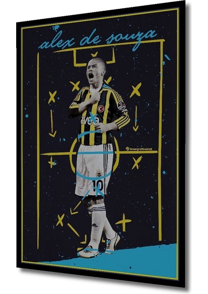 Çerçeve Görünümlü Alex De Souza Sarı Lacivert Takım Ahşap Mdf Dekoratif Ev Duvar Tablo Dikdörtgen Ev fiyatları