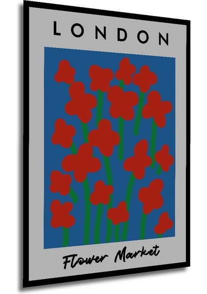 Çerçeve Görünümlü Londra Çiçek Pazarı Dekoratif Ahşap Mdf Ev Duvar Tablo Dikdörtgen Ev Duvar Tablo modelleri