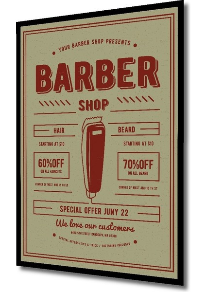 Çerçeve Görünümlü Berber Dükkanı Retro Ahşap Mdf Dekoratif Ev Duvar Tablo Dikdörtgen Ev Duvar Tablo fiyatları