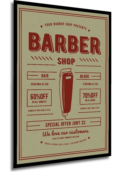 Çerçeve Görünümlü Berber Dükkanı Retro Ahşap Mdf Dekoratif Ev Duvar Tablo Dikdörtgen Ev Duvar Tablo modelleri