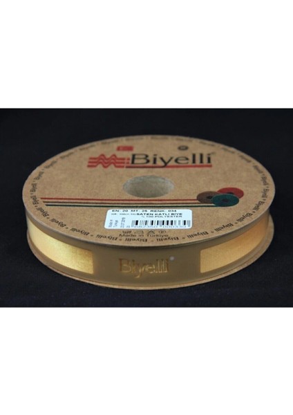 Biye Saten Katlı 034 Sarı 2 cm 25 Metre %100 Polyester