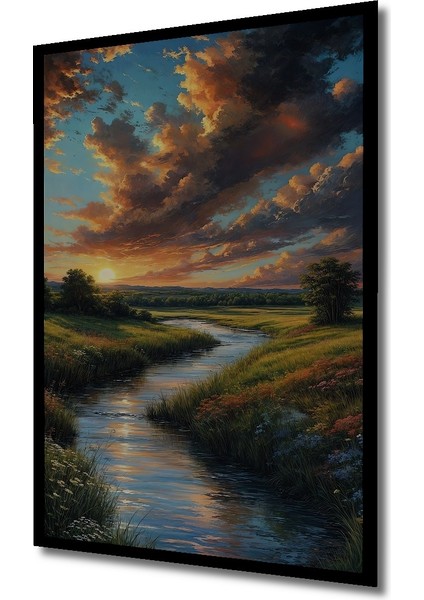 Çerçeve Görünümlü Gün Batımı Manzaralı Ahşap Mdf Dekoratif Ev Duvar Tablo Dikdörtgen Ev Duvar Tablo fiyatları