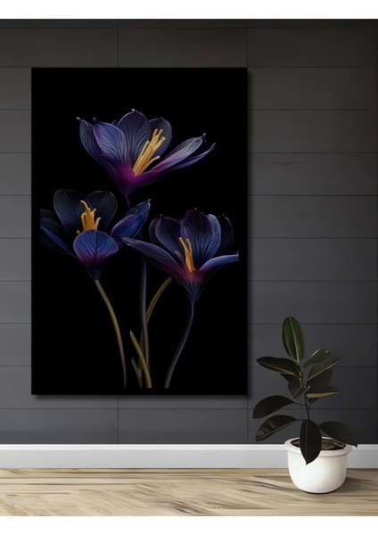 Çerçeve Görünümlü Mor Safran Çiçekleri Dekoratif Ahşap Mdf Ev Duvar Tablo Dikdörtgen Ev Duvar Tablo