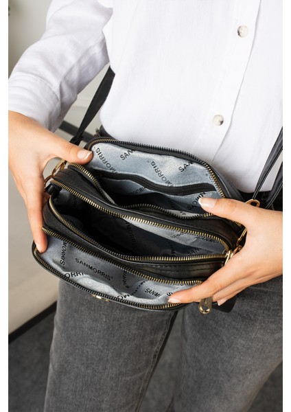 Sanmorris Glc Kadın Ayarlanabilir Çapraz Askılı 4 Bölmeli Siyah Saten Omuz ve Çapraz Çanta fiyatları