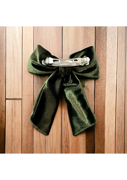 Haki Renk Kadife Klipsli Fiyonk Toka modelleri