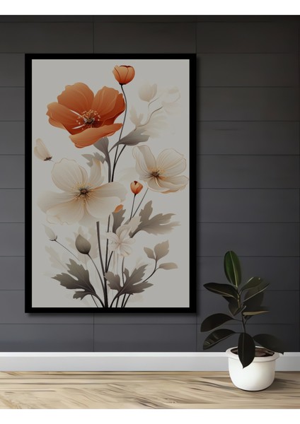 Çerçeve Görünümlü Çiçeklerin Zarafeti Ahşap Mdf Dekoratif Ev Duvar Tablo Dikdörtgen Ev Duvar Tablo