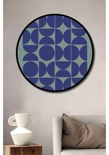 Çerçeve Görünümlü Bauhaus Soyut Desenli Dekoratif Ahşap Mdf Ev Duvar Tablo Yuvarlak Ev Duvar Tablo