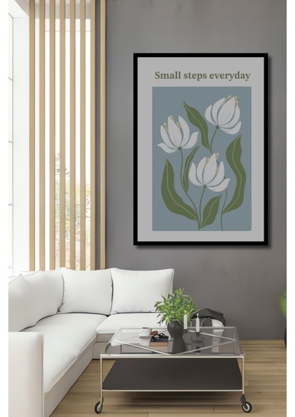 Çerçeve Görünümlü Küçük Adımlarla Lale Dekoratif Ahşap Mdf Ev Duvar Tablo Dikdörtgen Ev Duvar Tablo