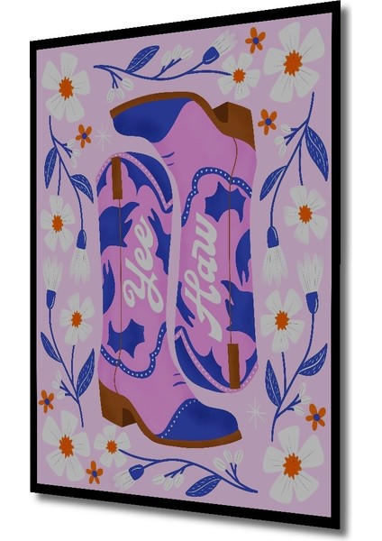 Çerçeve Görünümlü Çiçekli Kovboy Çizme Dekoratif Ahşap Mdf Ev Duvar Tablo Dikdörtgen Ev Duvar Tablo fiyatları