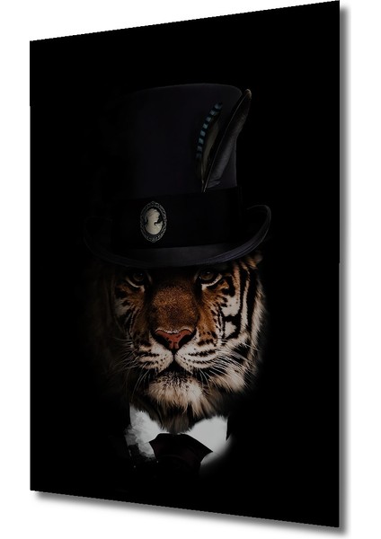 Çerçeve Görünümlü Şapkalı Asil Kaplan Ahşap Mdf Dekoratif Ev Duvar Tablo Dikdörtgen Ev Duvar Tablo fiyatları