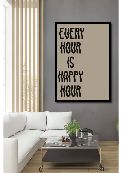 Çerçeve Görünümlü Her Saat Mutlu Saat Ahşap Mdf Dekoratif Ev Duvar Tablo Dikdörtgen Ev Duvar Tablo