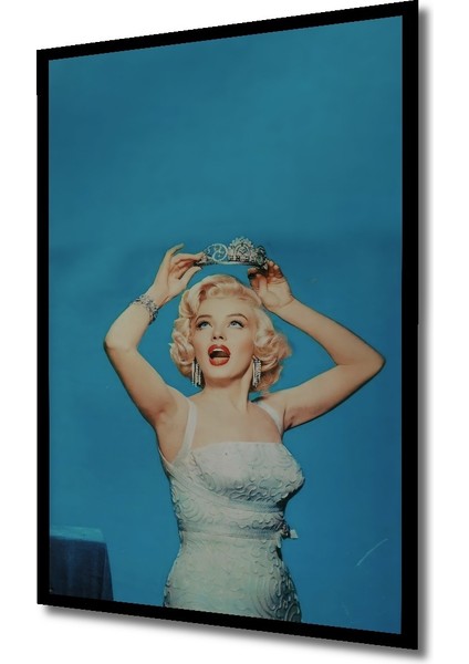 Çerçeve Görünümlü Marilyn Monroe Taçlı Ahşap Mdf Dekoratif Ev Duvar Tablo Dikdörtgen Ev Duvar Tablo fiyatları