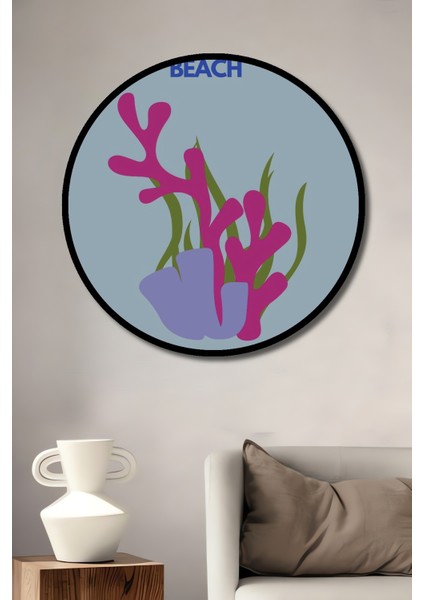 Çerçeve Görünümlü Bondi Beach Avustralya Dekoratif Ahşap Mdf Ev Duvar Tablo Yuvarlak Ev Duvar Tablo