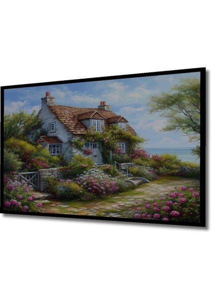 Çerçeve Görünümlü Büyülü Kır Evi Bahçesi Ahşap Mdf Dekoratif Tablo Dikdörtgen Tablo fiyatları