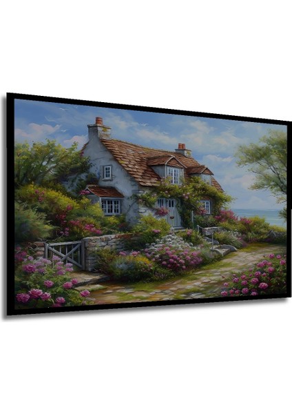 Çerçeve Görünümlü Büyülü Kır Evi Bahçesi Ahşap Mdf Dekoratif Tablo Dikdörtgen Tablo modelleri