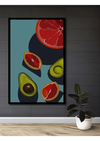 Çerçeve Görünümlü Tropikal Meyve Sanatı Dekoratif Ahşap Mdf Ev Duvar Tablo Dikdörtgen Ev Duvar Tablo
