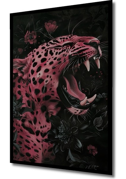 Çerçeve Görünümlü Pembe Leopar Çiçekli Dekoratif Ahşap Mdf Ev Duvar Tablo Dikdörtgen Ev Duvar Tablo fiyatları