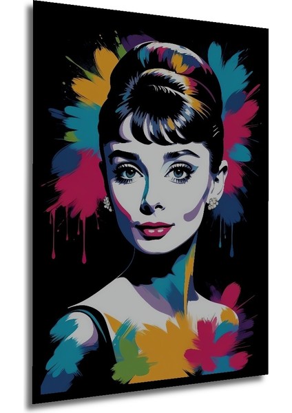 Çerçeve Görünümlü Renkli Audrey Hepburn Ahşap Mdf Dekoratif Ev Duvar Tablo Dikdörtgen Ev Duvar Tablo modelleri