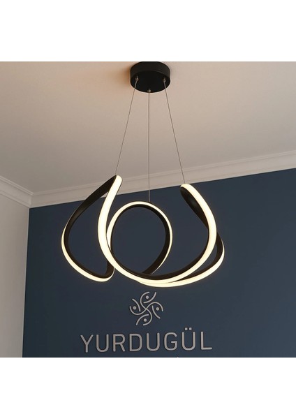 Yağmur Modeli 3 Renk LED Avize Siyah Kasa Modern Mutfak Oda Antre Aydınlatma