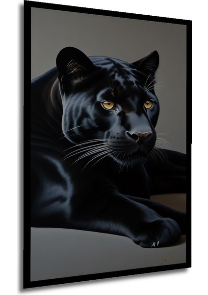 Çerçeve Görünümlü Kara Panter Asaletli Dekoratif Ahşap Mdf Ev Duvar Tablo Dikdörtgen Ev Duvar Tablo modelleri
