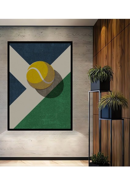 Çerçeve Görünümlü Tasarımcı Dekoratif Ahşap Mdf Tenis Topu Ev Duvar Tablo Dikdörtgen Ev Duvar Tablo