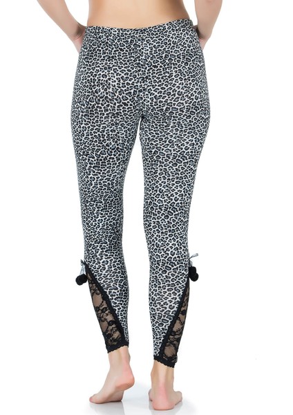 Dantel Paça Leopar Kadın Tayt 436 indirimleri