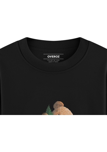 Teddy Bear Baskılı Siyah Oversize Sweatshirt S1069 fırsatları