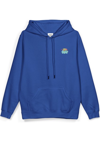 Sünger Bob Sırt Baskılı Kapüşonlu Oversize Sweatshirt Mavi Hoodie H1232 fiyatları