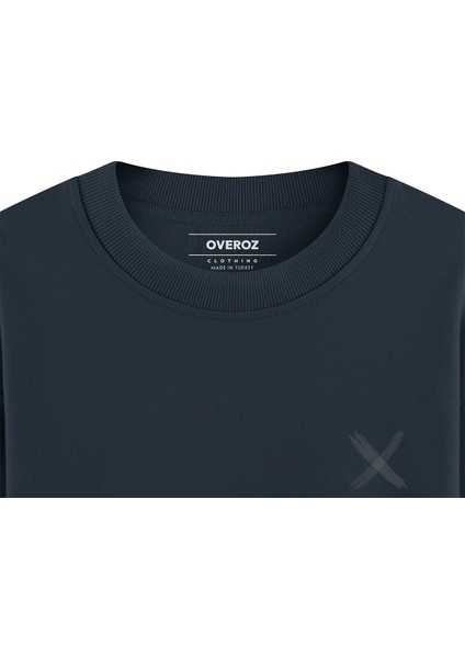 Gece Mavisi Oversize Not Change Sırt Baskılı Yazılı Sweatshirt Oversize S1205 fırsatları