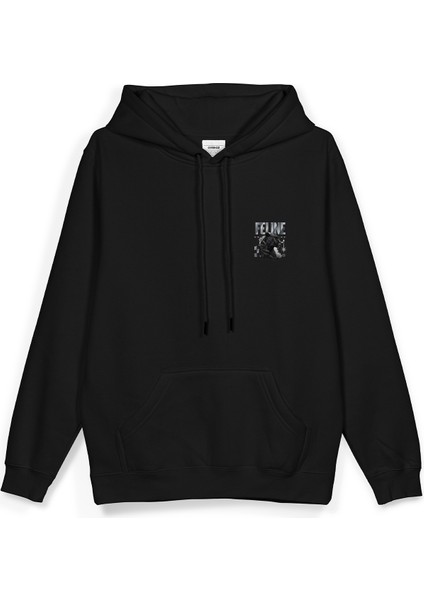 Feline Leopard Leopar Sırt Baskılı Kapüşonlu Oversize Sweatshirt Siyah Hoodie H1401 fiyatları