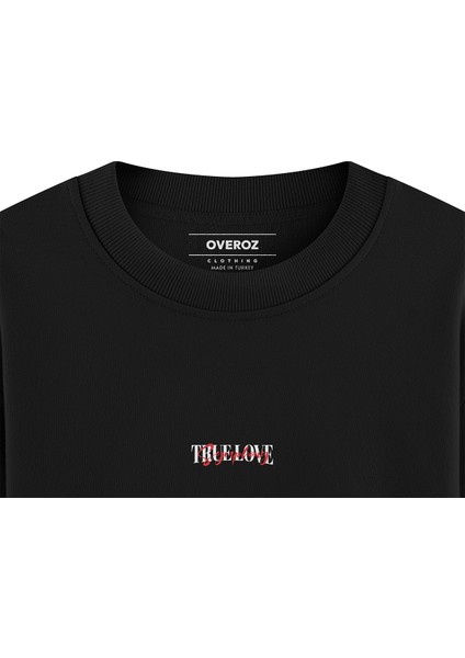 True Love Melek Sırt Baskılı Siyah Oversize Sweatshirt S1215 fırsatları