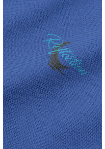 Mavi Oversize Sweatshirt Night Flowers Sırt Baskılı Yazılı Kapüşonlu Sweatshirt Oversize H1204 fırsatları