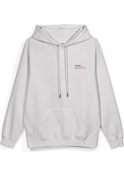 Daffy Duck Sırt Baskılı Kapüşonlu Oversize Sweatshirt Beyaz Hoodie H1393 fiyatları