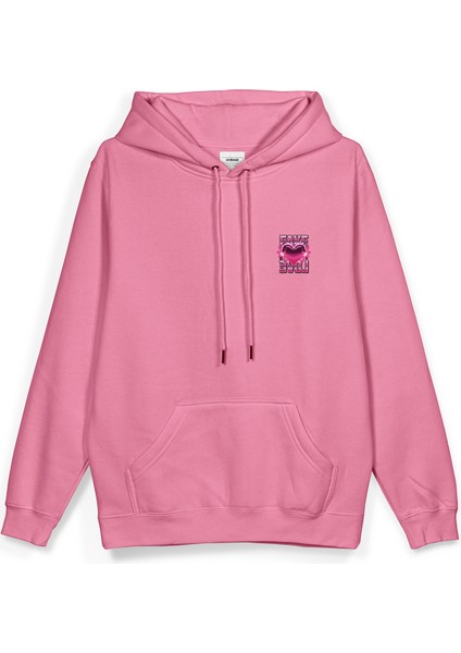Fake Love Sırt Baskılı Kapüşonlu Oversize Sweatshirt Pembe Hoodie H1404 fiyatları