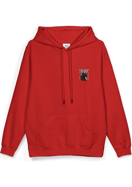 Feline Leopard Leopar Sırt Baskılı Kapüşonlu Oversize Sweatshirt Kırmızı Hoodie H1401 fiyatları